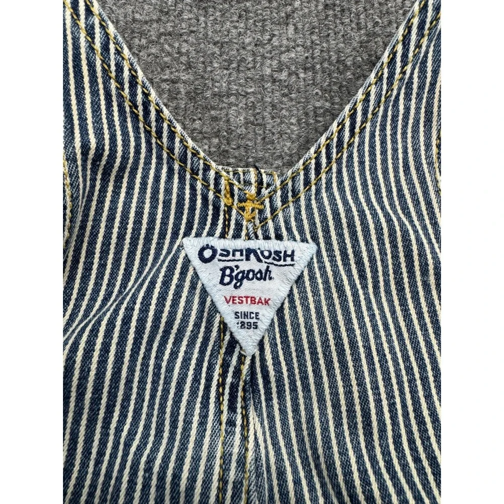 OshKosh Bgosh Baby Boy Hickory Stripe Vestbak Denim Overalls Blue White 12M
